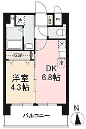 JR高徳線 昭和町駅 徒歩7分の賃貸マンション 4階1DKの間取り