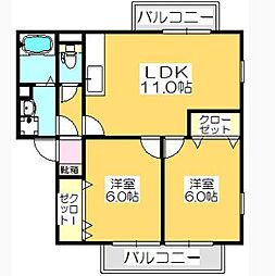 La・Aki 2LDKの間取図画像