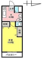 高松琴平電気鉄道長尾線 林道駅 徒歩17分の賃貸マンション 2階1Kの間取り