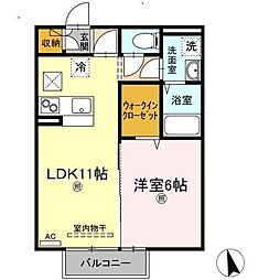 グランフェルティA 1LDKの間取図画像