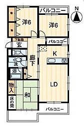 リベール栗林 3LDKの間取図画像
