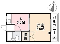 栄香ハイツ 1Kの間取図画像