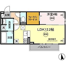 カルテットD 1LDKの間取図画像