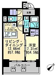 ルスト栗林町 1LDKの間取図画像