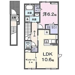 JADA House滝宮A 1LDKの間取図画像