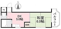 高松琴平電気鉄道長尾線 高田駅 徒歩23分の賃貸マンション 2階1DKの間取り