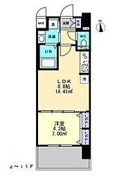 Ｓ-ＲＥＳＩＤＥＮＣＥ中央町ａｌｅｃｔｒａ 7階1LDKの間取り