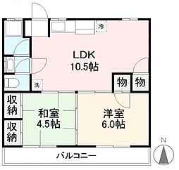 ヴェルヴィルＫＩＴＡ 1階2LDKの間取り