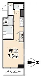 ディアコート栗林 5階ワンルームの間取り