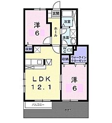 ヴィラージュ1 2LDKの間取図画像