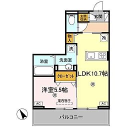 Ｊ．リヴェール高松西宝町　Ｂ棟 3階1LDKの間取り