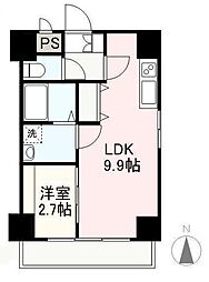 プレシャスタイム亀井町 1階1LDKの間取り
