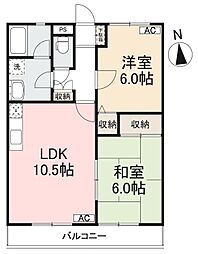 グレースハタオカ 2LDKの間取図画像