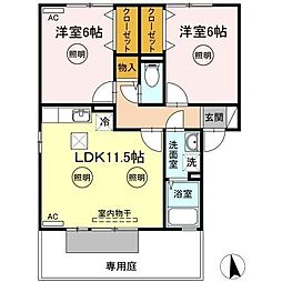 ブルーフォーレD 2LDKの間取図画像