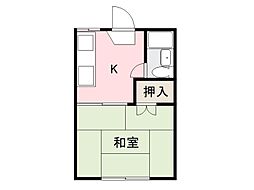 溝渕ハイツ 1Kの間取図画像