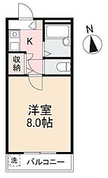 オリンピア塩上 1階1Kの間取り