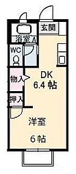 フォブール高崎 1DKの間取図画像
