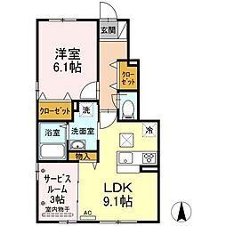 セジュール雅A 1SLDKの間取図画像