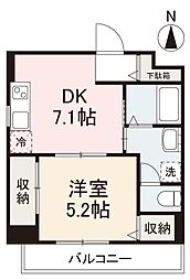 Ｄｅａｒ　ｃｏｕｒｔ 7階1DKの間取り
