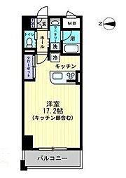 アルファレガロ中央町 6階1Kの間取り