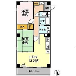 フォブール西公園 2LDKの間取図画像