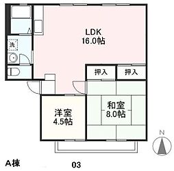 パナハイツ木太Ａ・Ｂ・Ｃ 2階2LDKの間取り