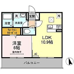 レジアス 1LDKの間取図画像