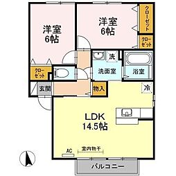 ラカンパーニュB 2LDKの間取図画像