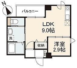 プレシャスタイム瓦町 3階1LDKの間取り