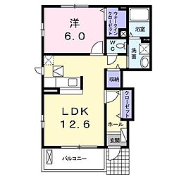 グラスランド　レジデンス　Ｈ 1階1LDKの間取り