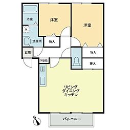 フォブール龍雲B 2LDKの間取図画像