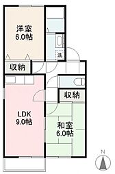センチュリー香西A 2LDKの間取図画像