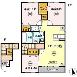アクア 2階3LDKの間取り