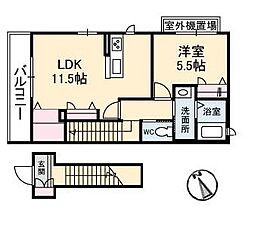 ベレオ亀井町 2階1LDKの間取り