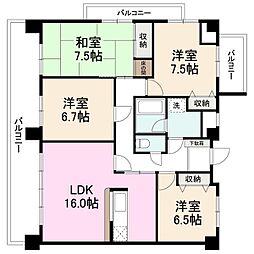 ダイアパレス築地 4LDKの間取図画像