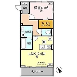 Ｊ．リヴェール高松西宝町　Ｃ棟 1階1LDKの間取り