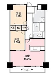 レオパルド国分寺 4階2LDKの間取り