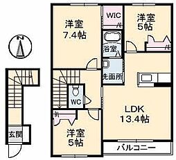 シャーメゾン西山崎A 3LDKの間取図画像