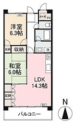 TADコンフォート大内 2LDKの間取図画像