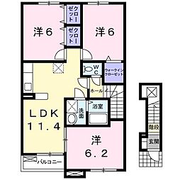 スワン　ＫＩＴＡＭＵＲＡ　Ｃ 2階3LDKの間取り