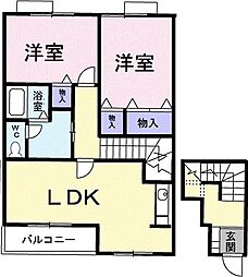 メゾニティーB 2LDKの間取図画像