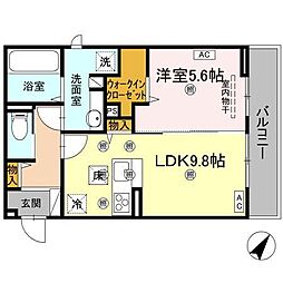 リエートパーク 1階1LDKの間取り