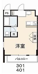コリドールシュッド ワンルームの間取図画像