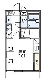 レオパレスエントラレ 2階1Kの間取り