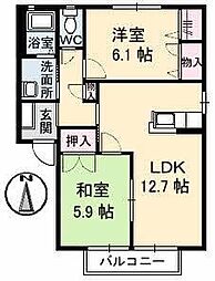 ジュネスTOSHID 2LDKの間取図画像