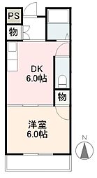 伊鍋ハイツ 1DKの間取図画像
