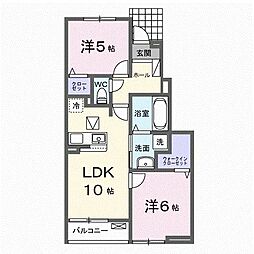 フェリーチェ上林 2LDKの間取図画像