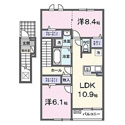 フェリーチェ上林 2LDKの間取図画像