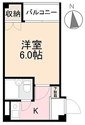 パサージュＳ 2階1Kの間取り