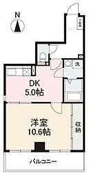 ジョア西の丸 6階1DKの間取り